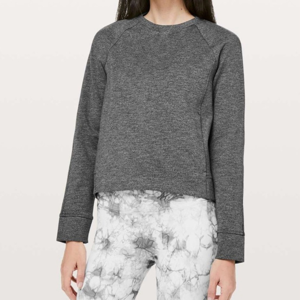 Lululemon On-Track Crew Pullover Heathered Black Size 6